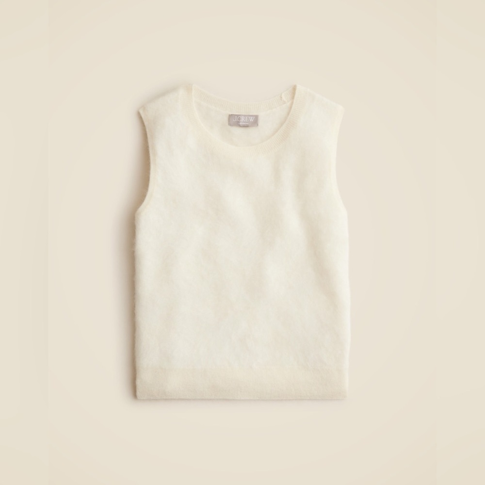NEW J CREW Featherweight Cashmere-Blend Cropped Sweater Shell- Snow (Size S)